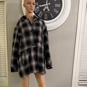 Black and White Plaid Coat